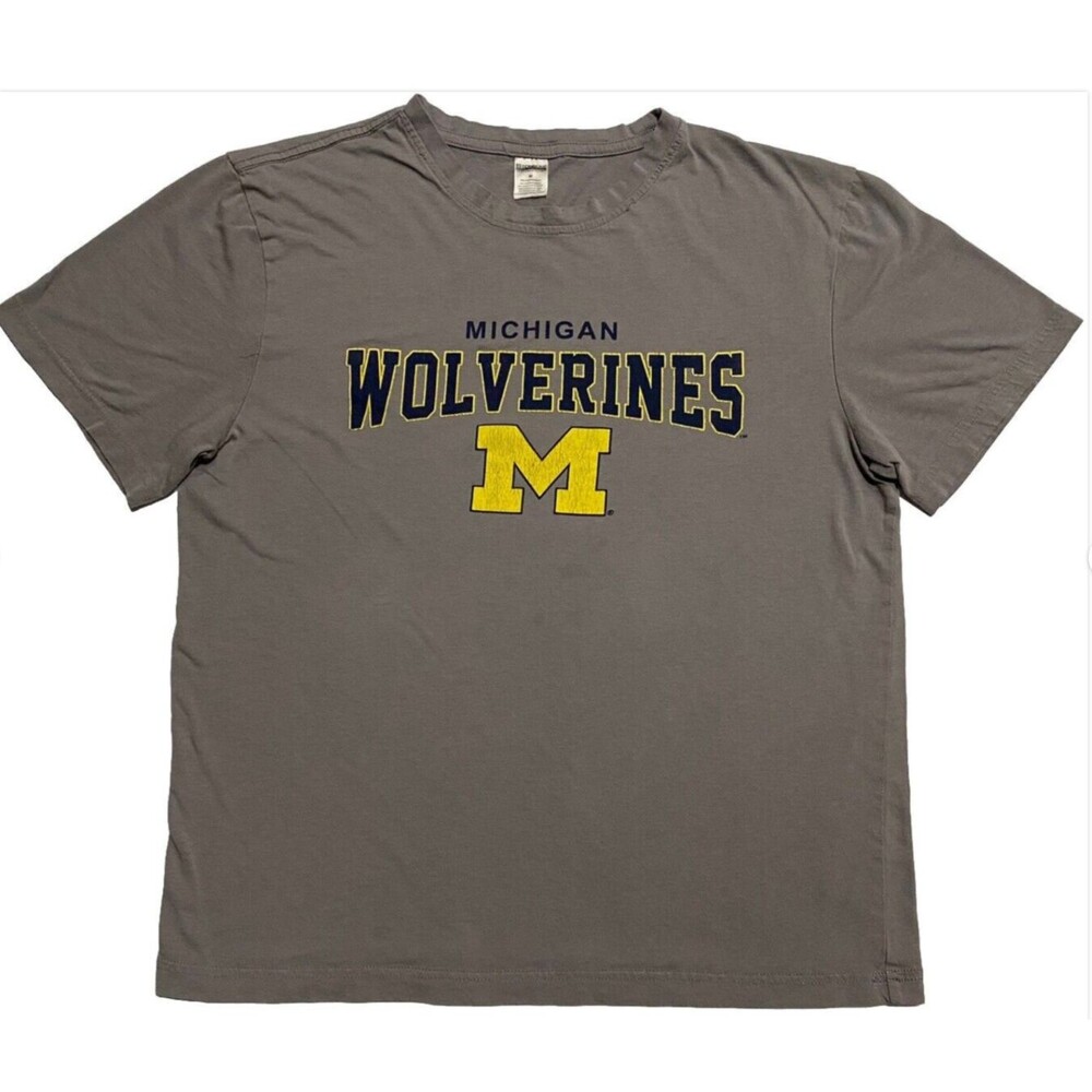 Michigan Wolverines Football T Shirt Gray NCAA College Team Logo Fan Gear Mens M